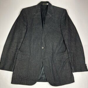VTG Circle S Denim Western Blazer Ranch Wear Cowboy Sport Coat Jacket Rodeo 40L